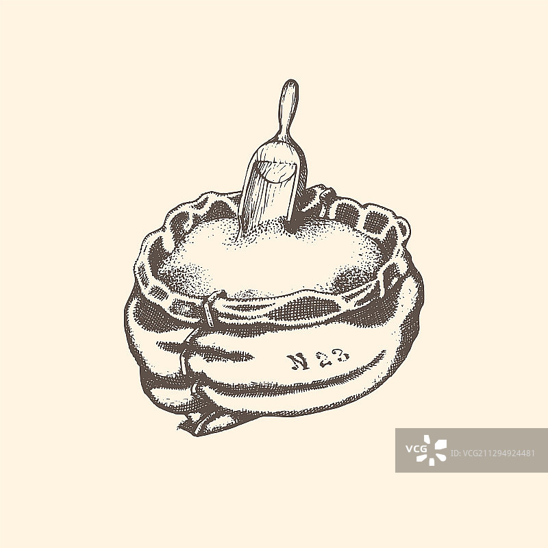 带勺的粮袋图片素材