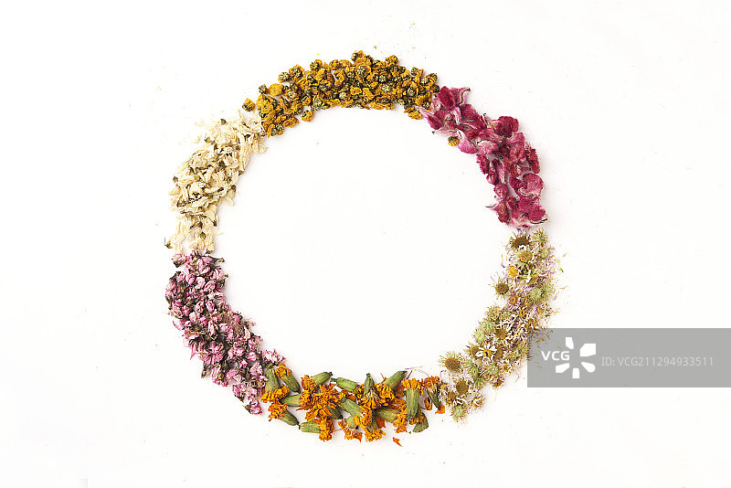 圆形干花摆放图片素材