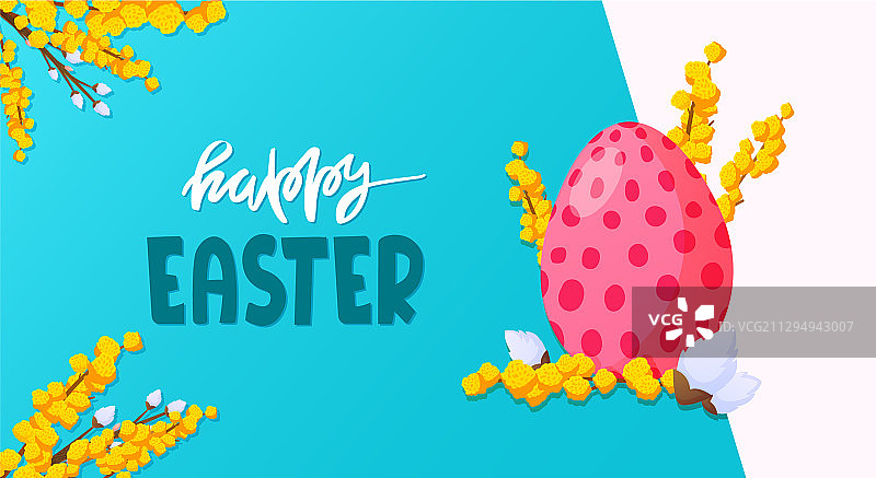 复活节彩蛋和鲜花节日背景图片素材