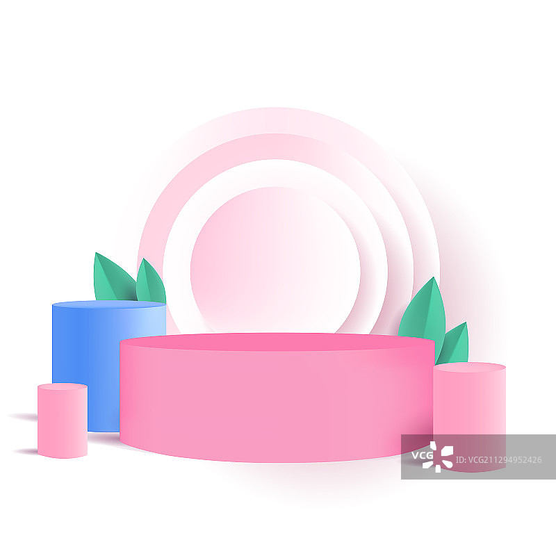 卡通双十一双十二展示台柜台展柜圆柱体电商促销活动背景矢量插画图片素材