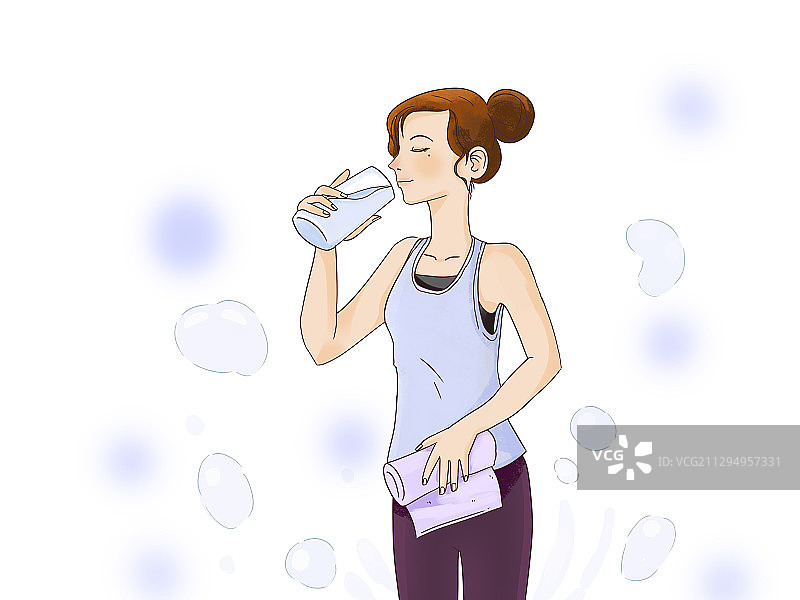女性喝水图片素材
