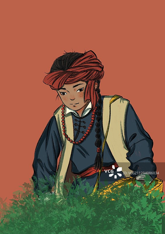 山上的藏族少年图片素材