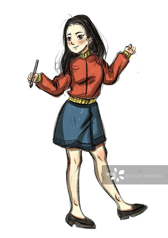 画画的女孩图片素材