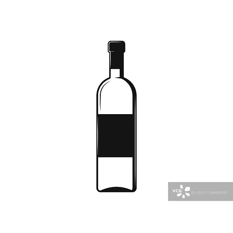 白色背景上的葡萄酒瓶图标食物概念图片素材