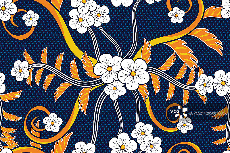花卉蜡染主题无缝图案图片素材