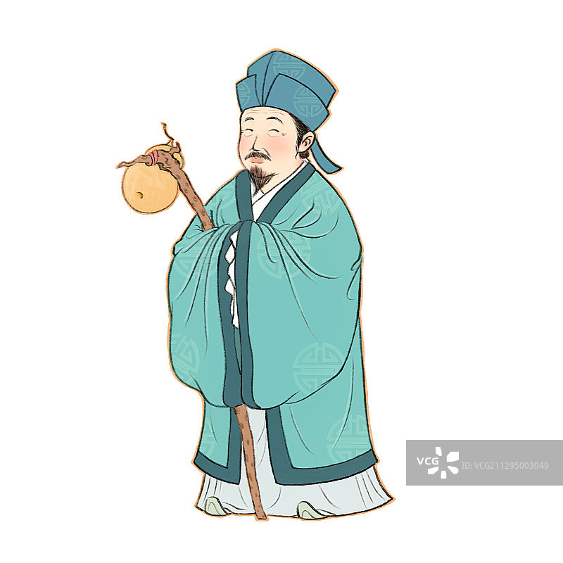 长寿的老人复古员外儿童插画图片素材