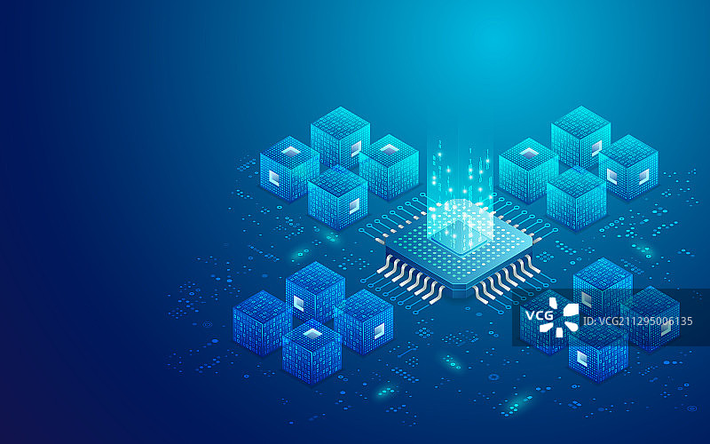 俯视角度拍摄的电脑芯片图片素材