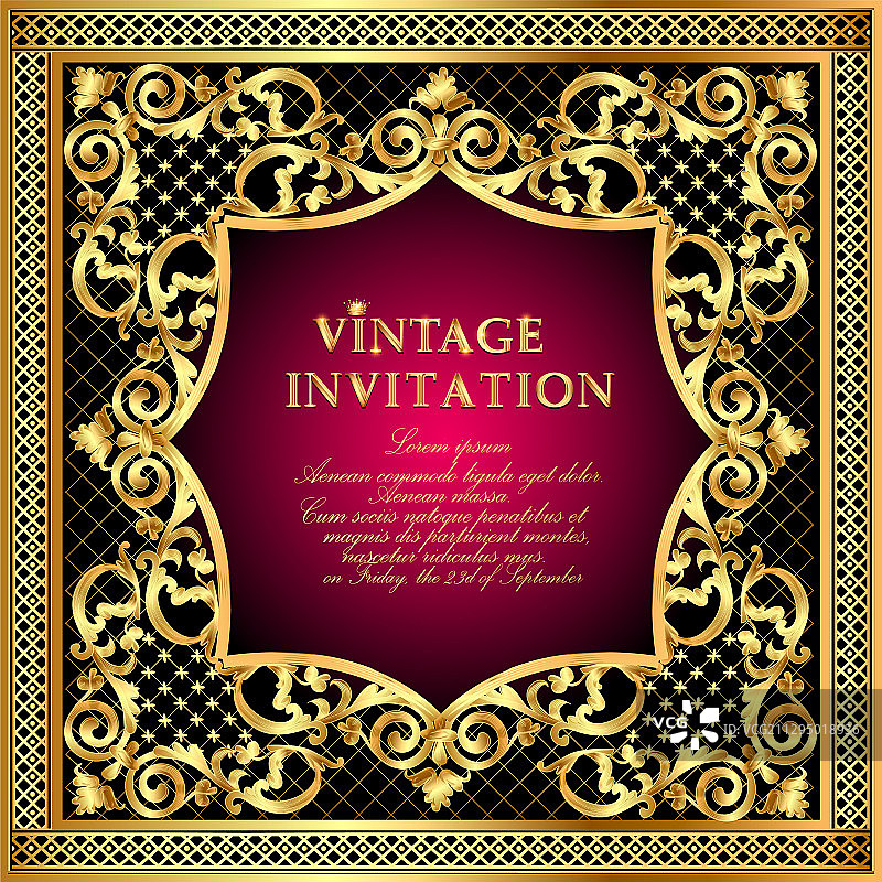 金色装饰复古邀请函边框图片素材