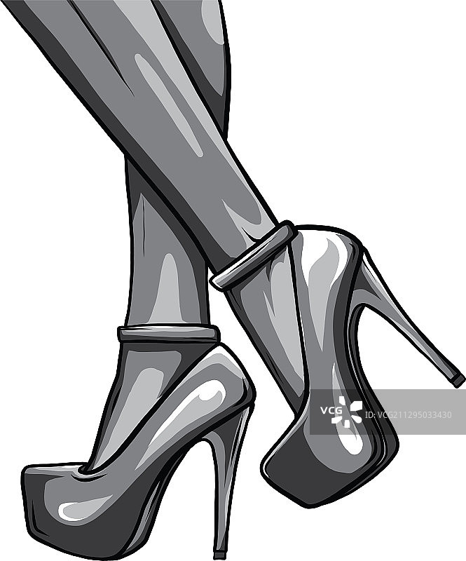 女性修长美腿穿黑色鞋子图片素材