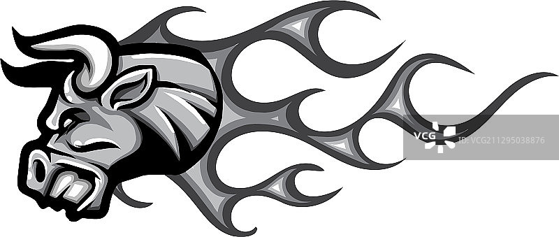 火焰公牛单色头像图片素材