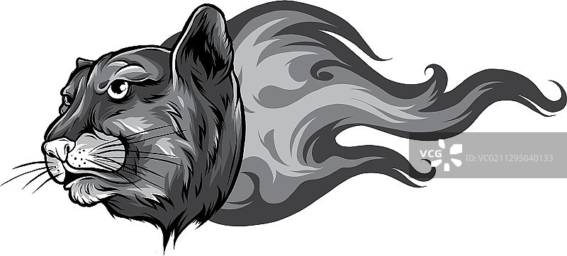 单色美洲虎火焰纹身图片素材