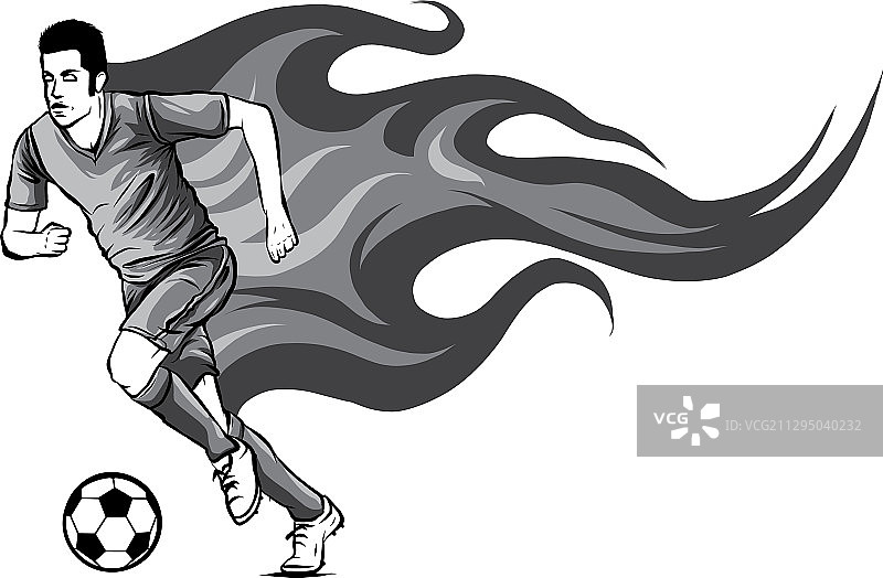 单色足球运动员踢球图片素材