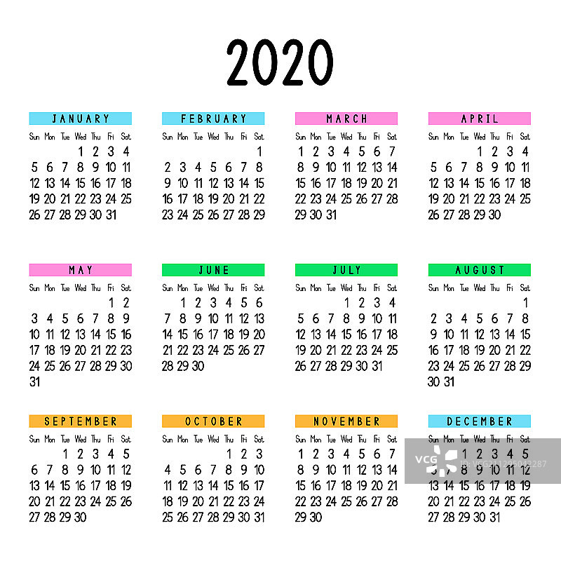 2020年日历图片素材