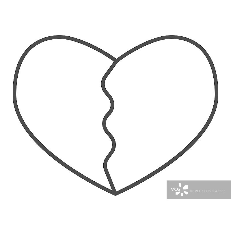 破裂或破碎的心细线图标图片素材