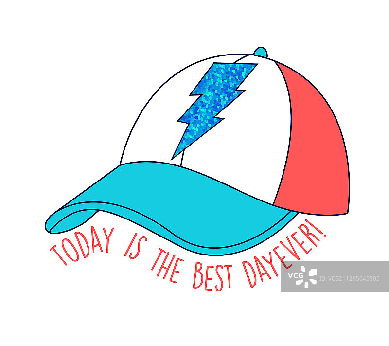 手绘运动帽和标语图片素材