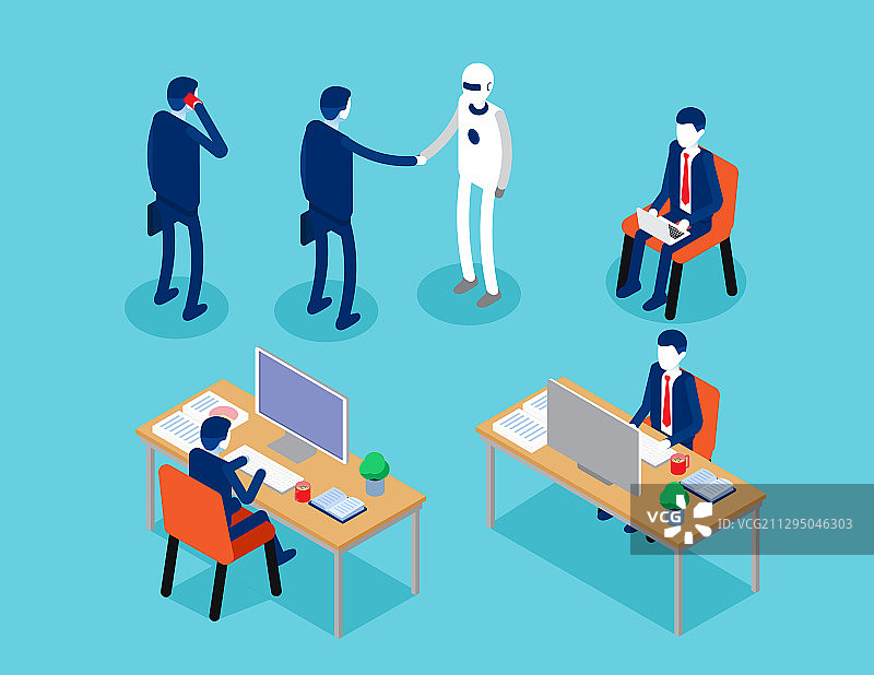 办公商务人士2.5D概念图图片素材