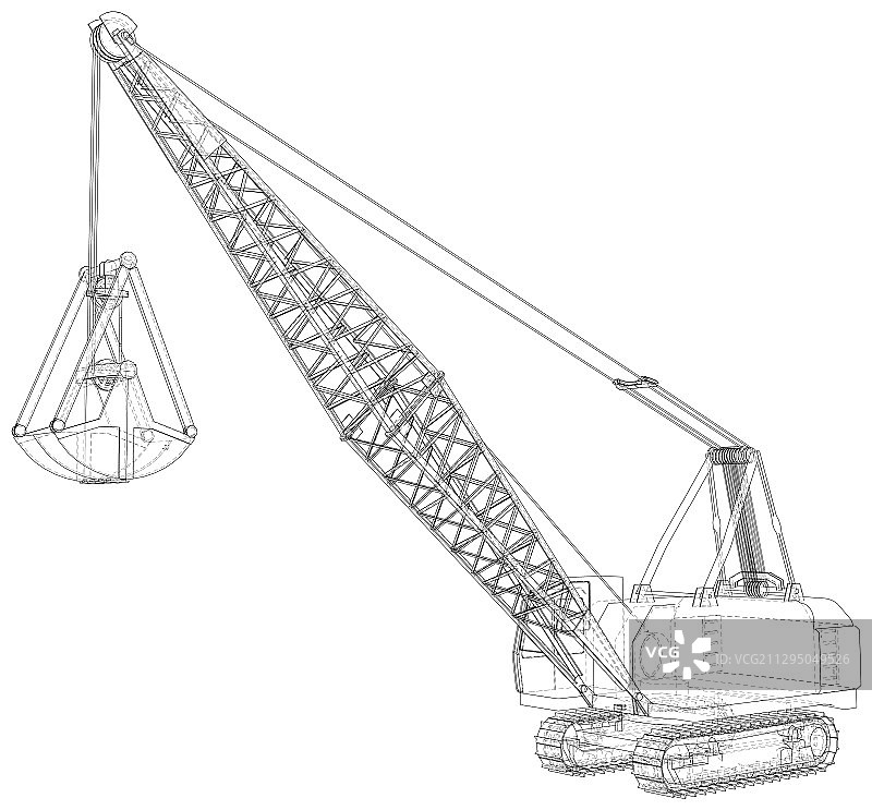 拉铲挖掘机施工设备图片素材