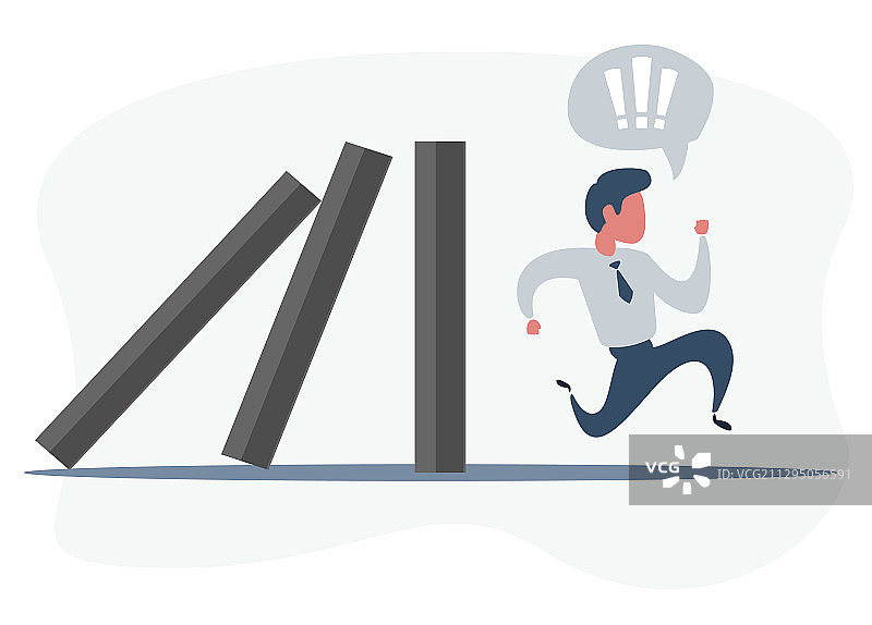 商人逃离多米诺效应图片素材