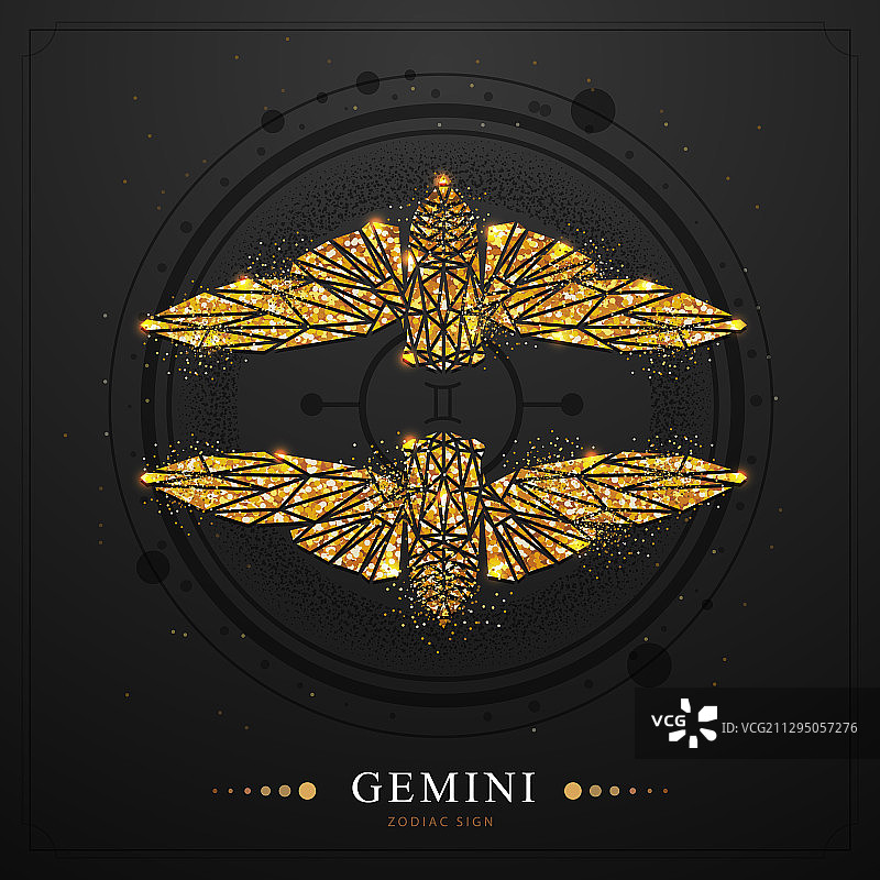 带双子座标志的魔法巫术卡片图片素材