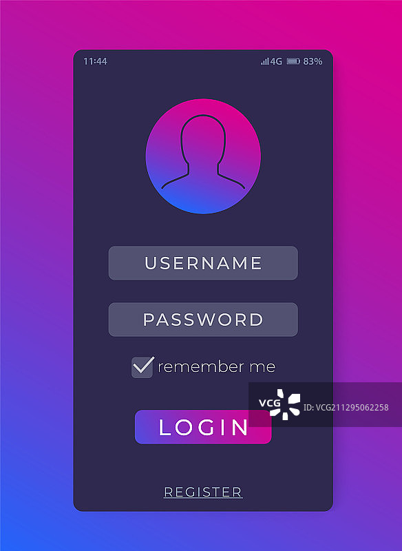 登录注册表单手机界面图片素材