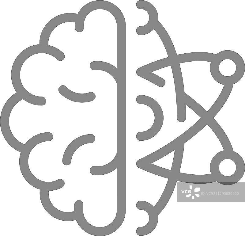 带原子线的人脑工程图标图片素材