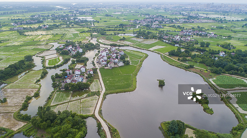航拍中国安徽宣城郎溪湿地风光图片素材