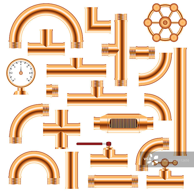 铜管配件套装图片素材