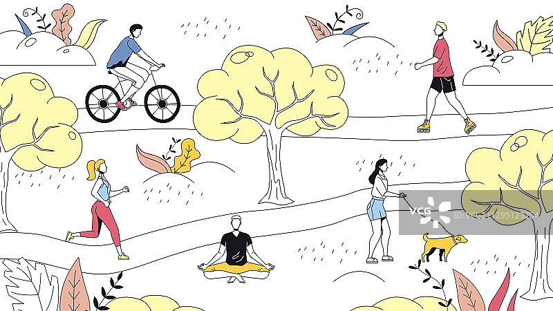 人们在周末休闲时光散步图片素材