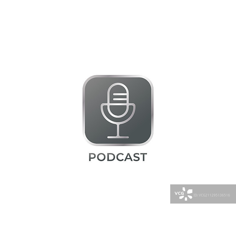 金属质感播客Logo设计模板图片素材