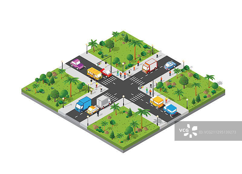 2.5D交叉路口街道图片素材