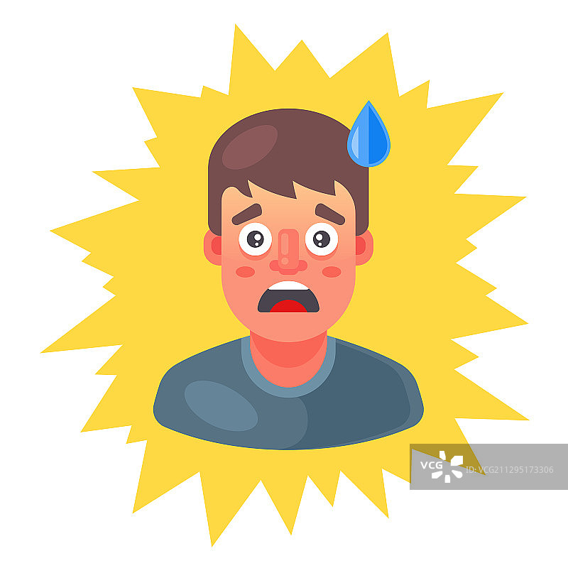 男人感到害怕，汗流浃背图片素材