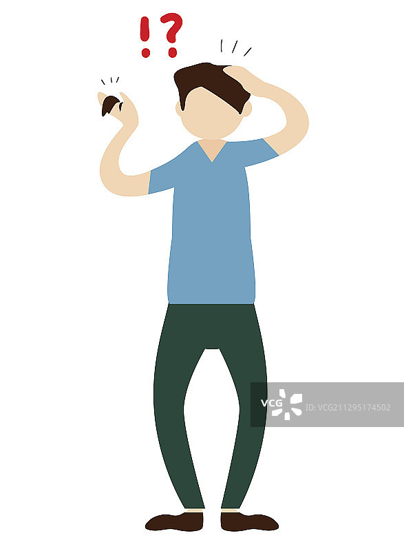 男人困扰地抓着脱落的头发图片素材