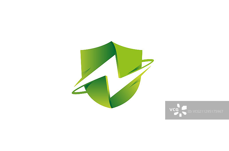 创意绿色盾牌闪电logo图片素材