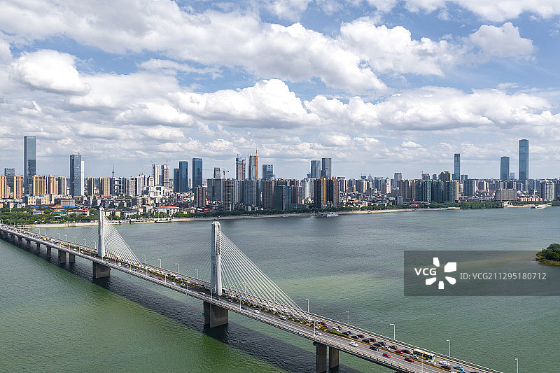 航拍长沙湘江大桥图片素材