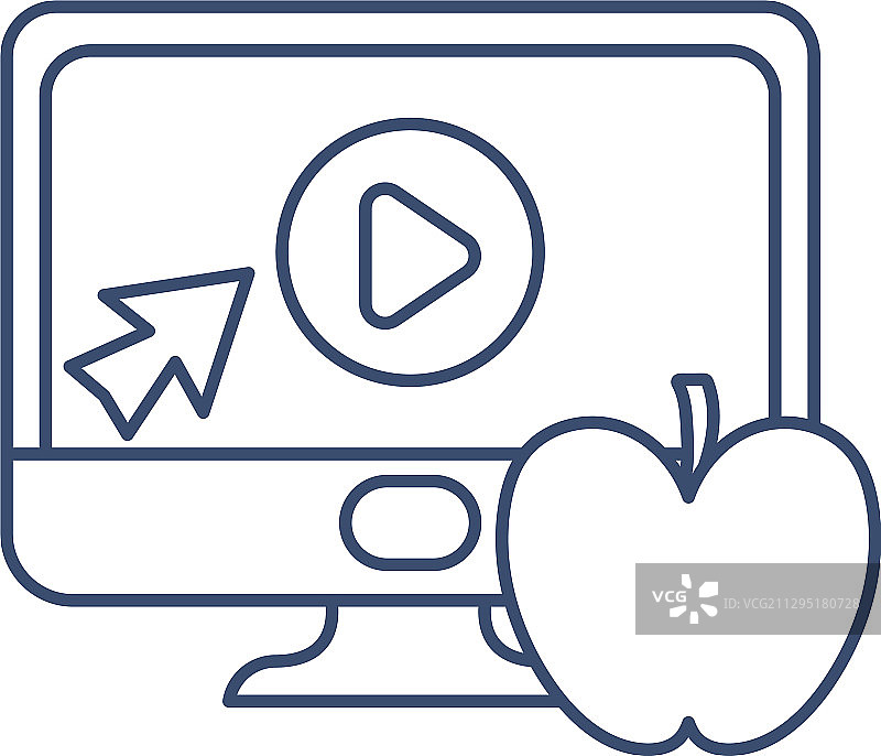 在线课程桌面电脑屏幕线性风格图片素材