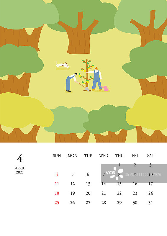 2021年春季风景日历树木种植图片素材