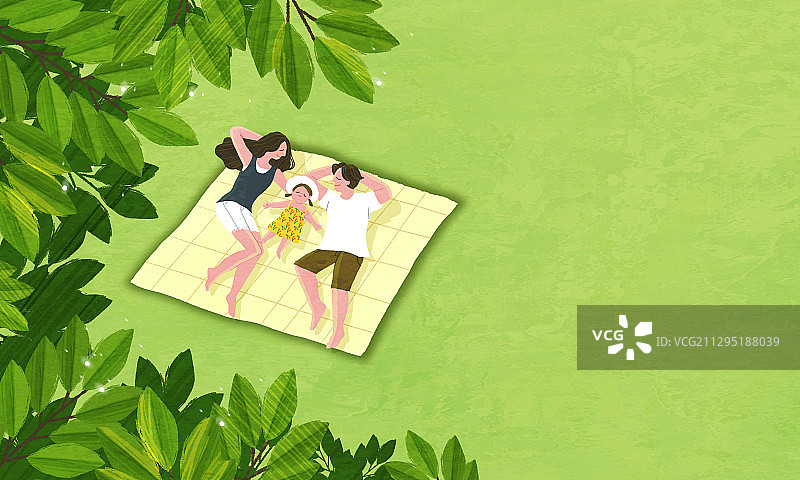 夏天、森林、景观、树木、草地、婴儿、妈妈、家庭、夫妇图片素材