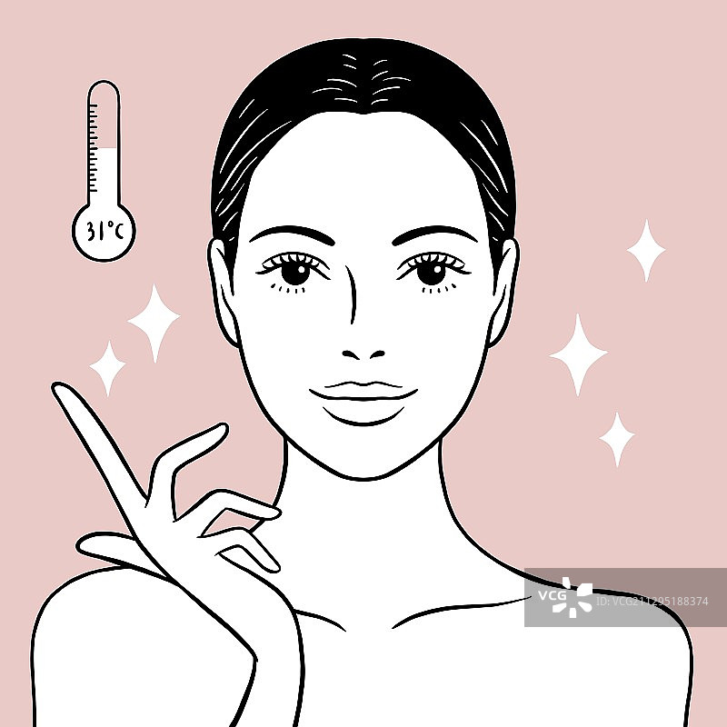 女性上半身，美容护肤化妆品，痘痘，温度图片素材