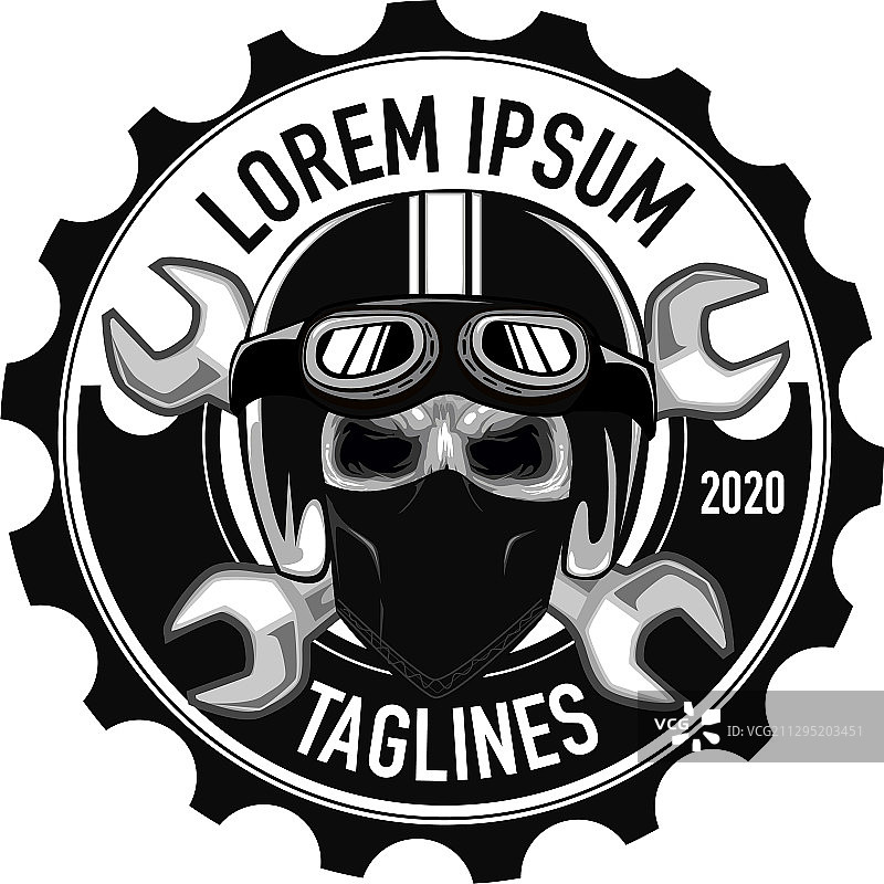 骷髅摩托车库标志图片素材