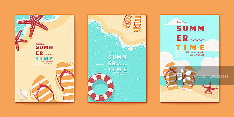 夏季沙滩度假概念插画背景图片素材