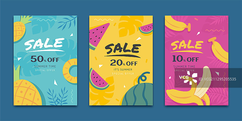 夏季水果与植物传单组图片素材