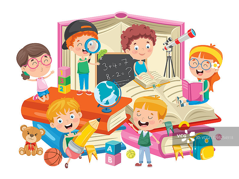 孩子们和书本图片素材