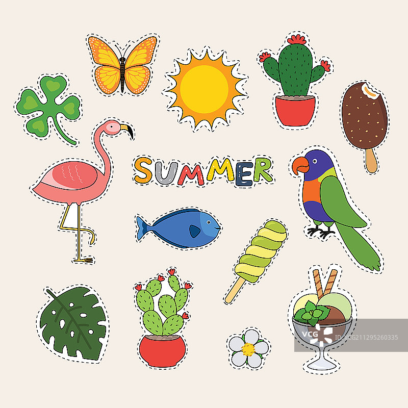 夏季蝴蝶鱼贴纸素材图片素材