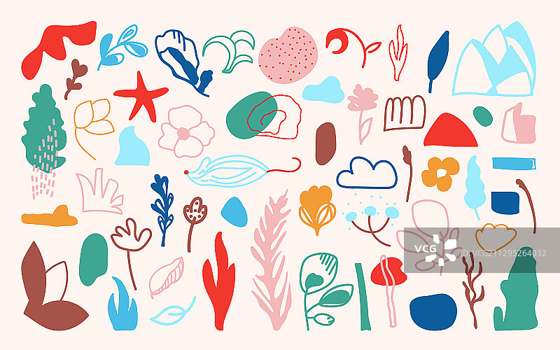 抽象手绘花卉图案合集图片素材