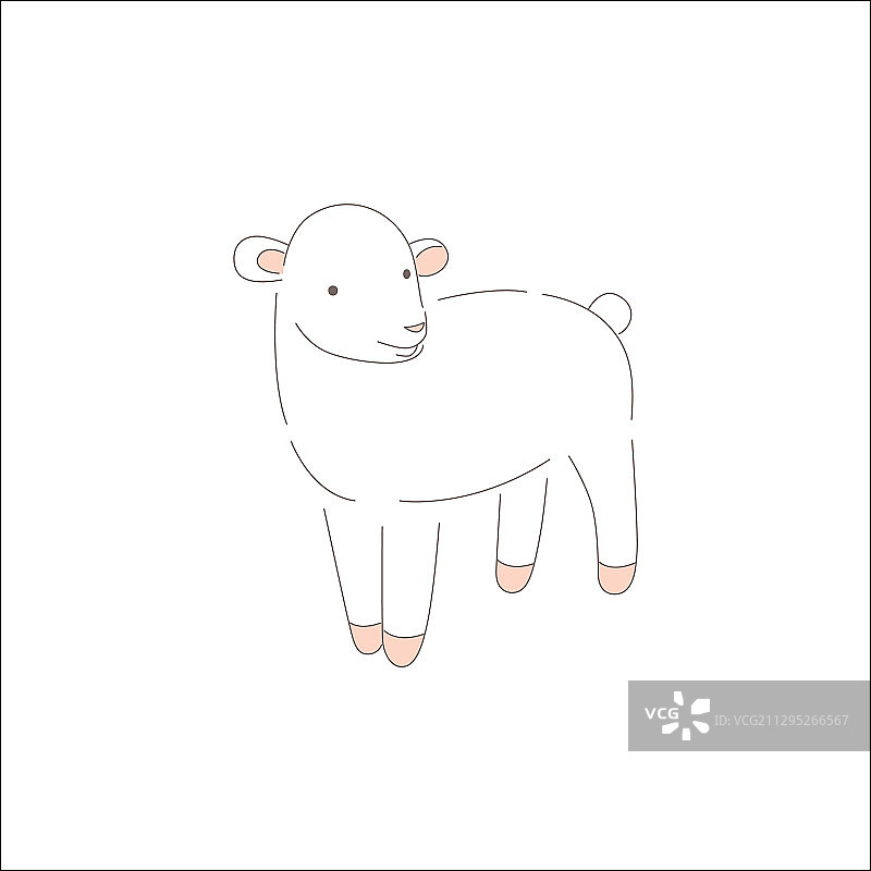 手绘复活节小羔羊可爱涂鸦农场图片素材