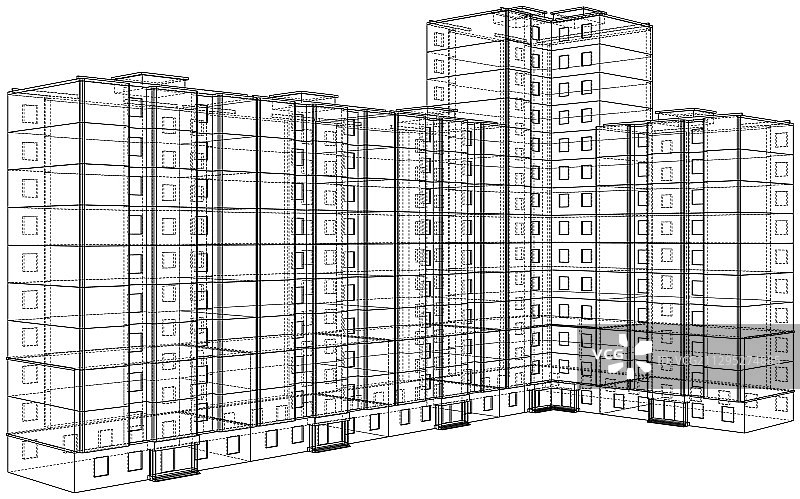 多层建筑的线框模型图片素材