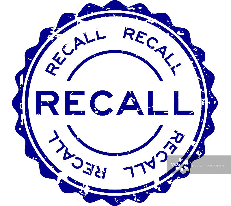 蓝色召回文字圆形橡胶印章图片素材