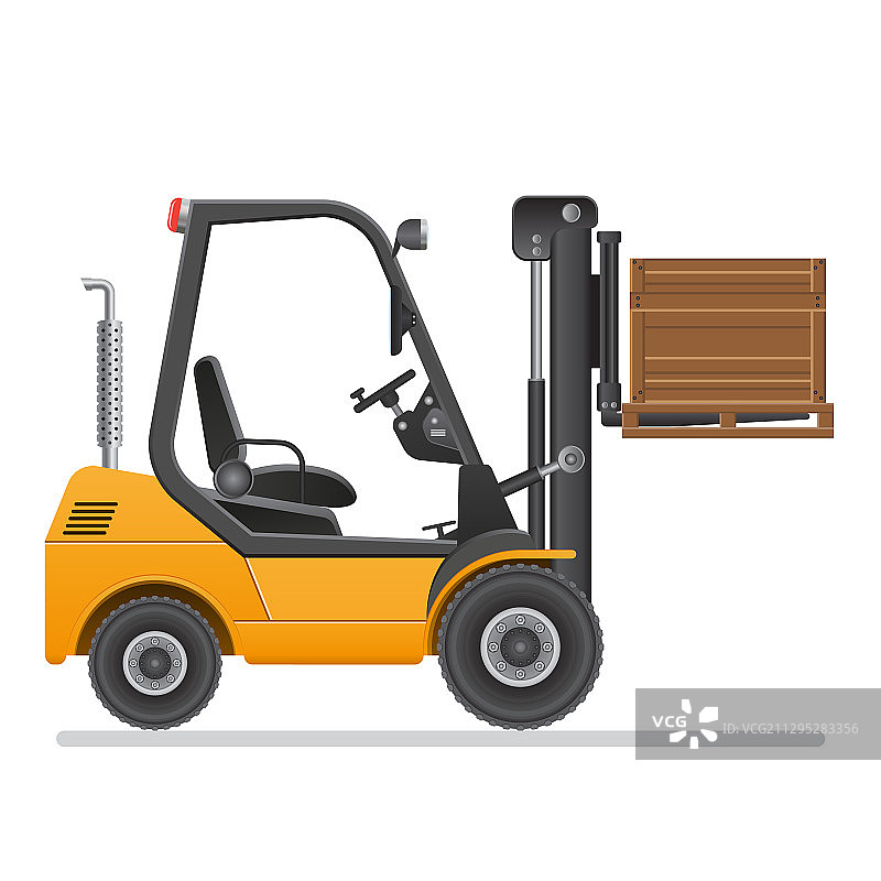 白色背景上孤立的叉车图片素材