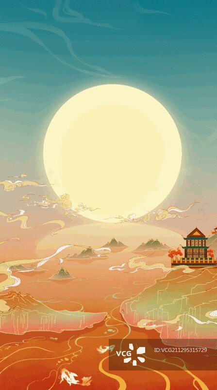 七夕牛郎织女插画动图图片素材