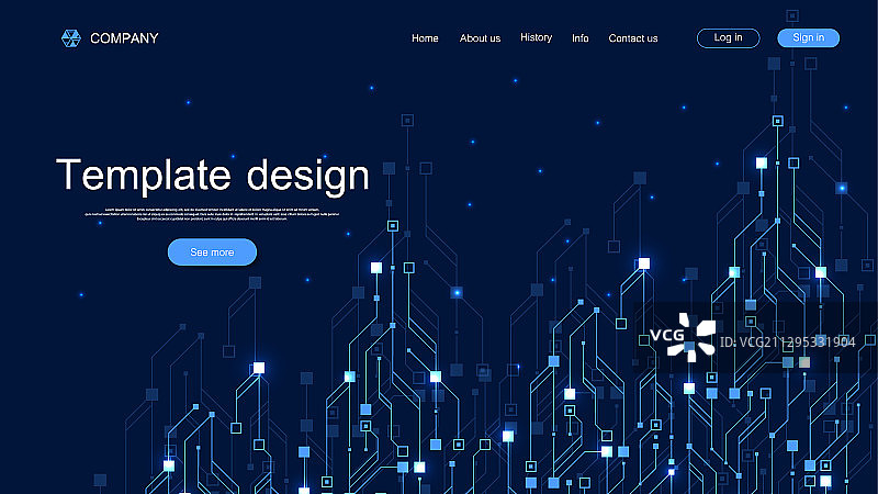 具有抽象电路的着陆页技术背景图片素材
